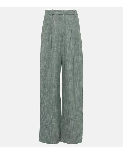 Pantaloni a gamba larga in misto lana di Co. in Green