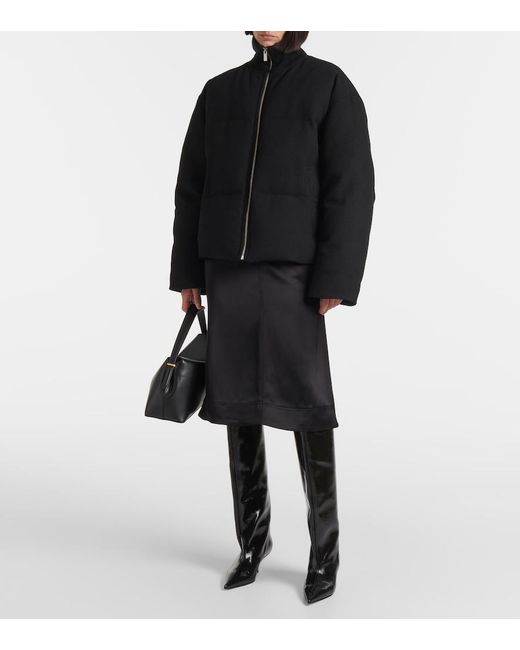 Totême  Black Wool-blend Flannel Down Puffer Jacket