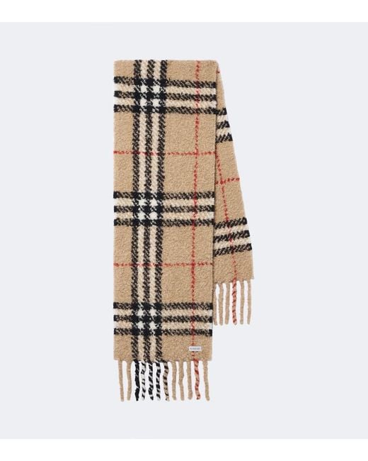 Burberry Metallic Check Alpaca And Wool Boucle Scarf