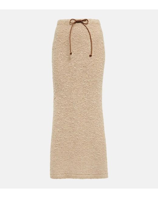 Prada Natural Drawstring Bouclé Maxi Skirt
