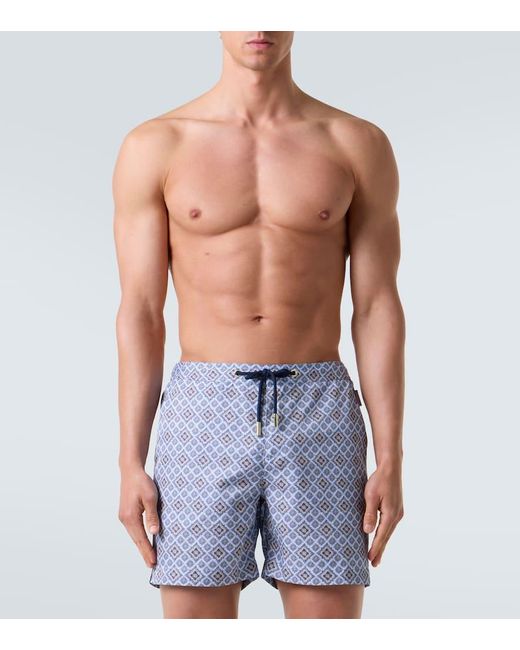 Orlebar Brown Blue Bulldog Printed Swim Trunks for men