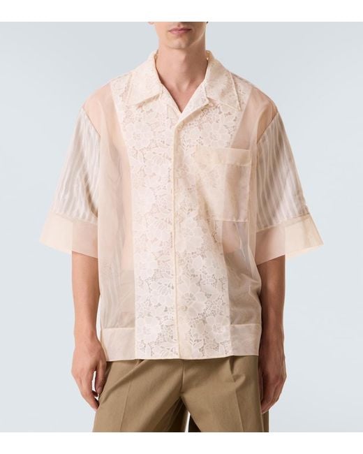 Camisa Bowling De Encaje Con Patchwork Simone Rocha de hombre de color White