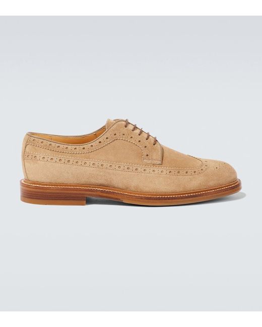 Zapatos brogue de ante Brunello Cucinelli de hombre de color Brown