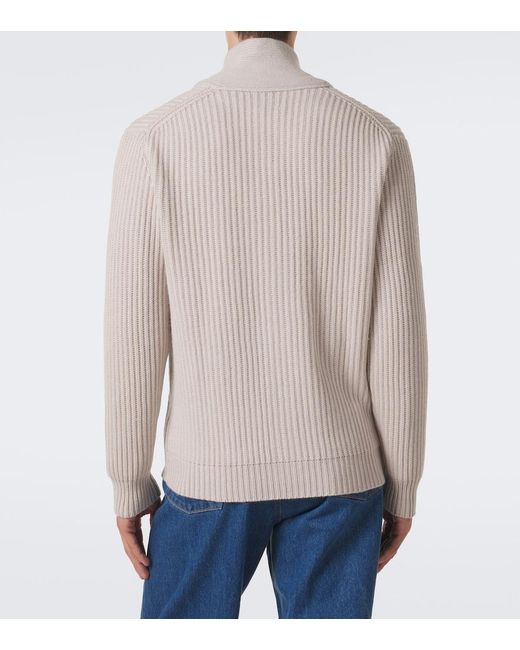 Allude Natural Ribbed-Knit Wool And Cashmere Cardigan for men
