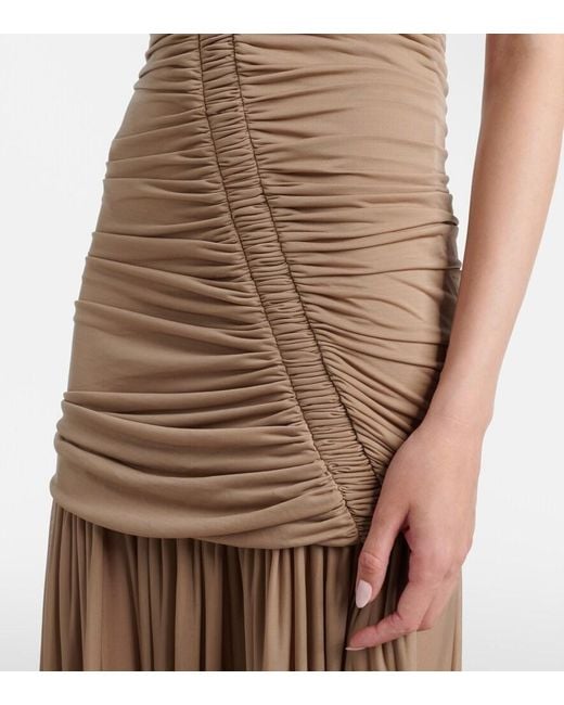 Christopher Esber Natural Orion Gathered Ruched Gown