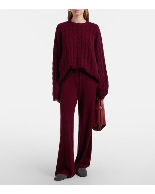 Lisa Yang Purple Seymour Cable-Knit Cashmere Sweater