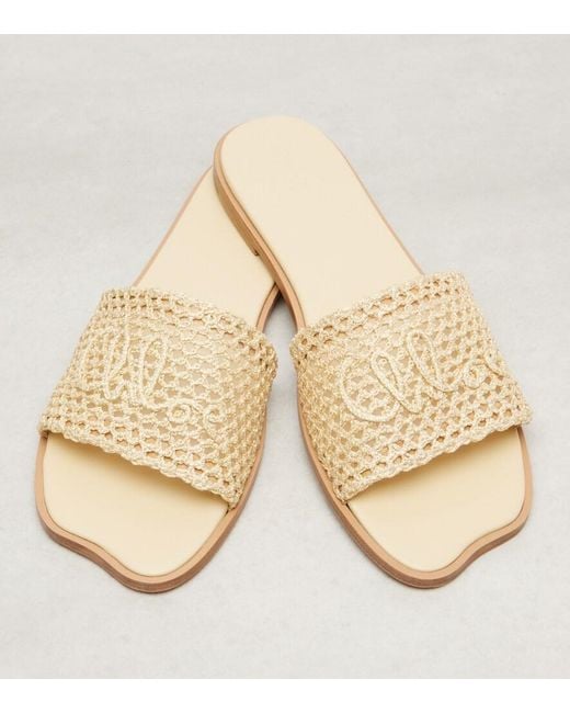 Chloé Natural Flower Crocheted Slides