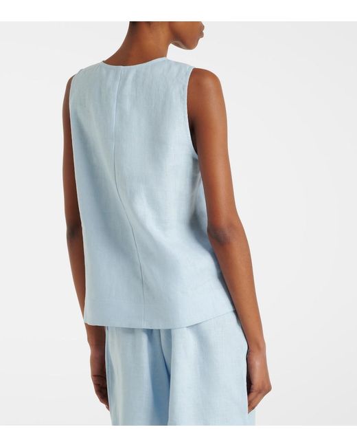 Asceno Blue Manta Linen Top