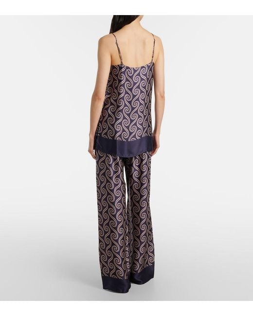Faithfull The Brand Blue Jensen Printed Satin Wide-Leg Pants