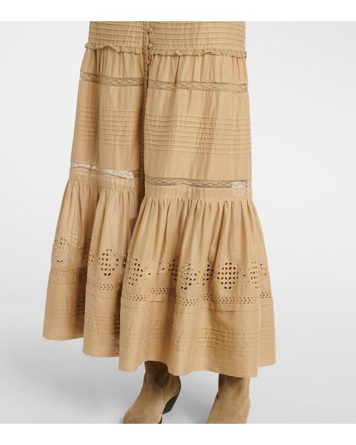 Isabel Marant Natural Dusta Lace-Trimmed Cotton Miniskirt