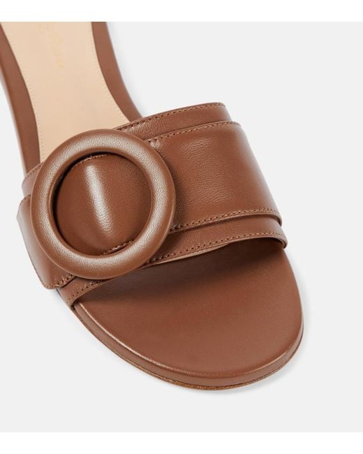 Gianvito Rossi Brown Embellished Leather Mules