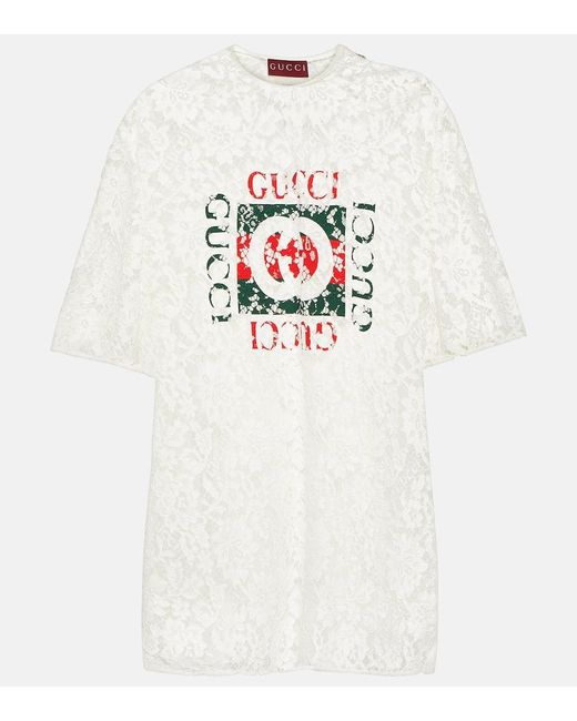 Gucci White Interlocking G Lace Top