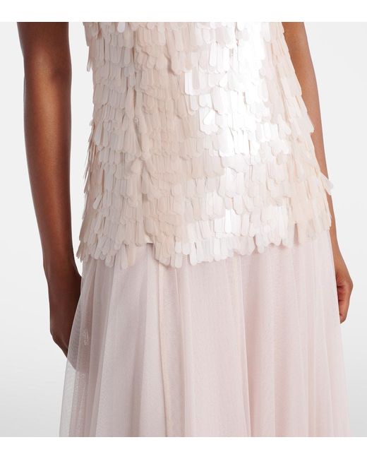 Abito Lungo Maxine Con Paillettes di Jonathan Simkhai in Natural