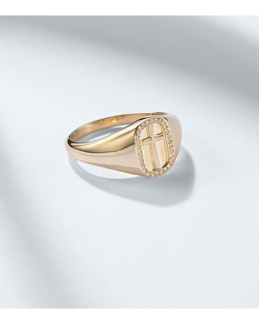 Sydney Evan White Cross Icon 14Kt Ring With Diamonds for men