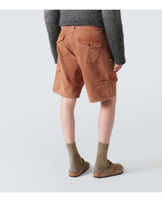 ERL Orange Denim Cargo Shorts for men