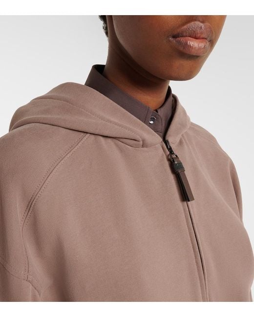 Brunello Cucinelli Brown Cotton Jersey Zip-Up Hoodie