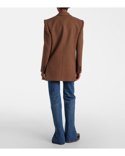 Chloé Brown Checked Wool-Blend Blazer