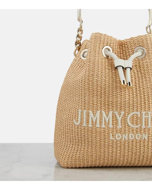 Jimmy Choo Natural Bucket-Bag Bon Bon Small aus Raffiabast