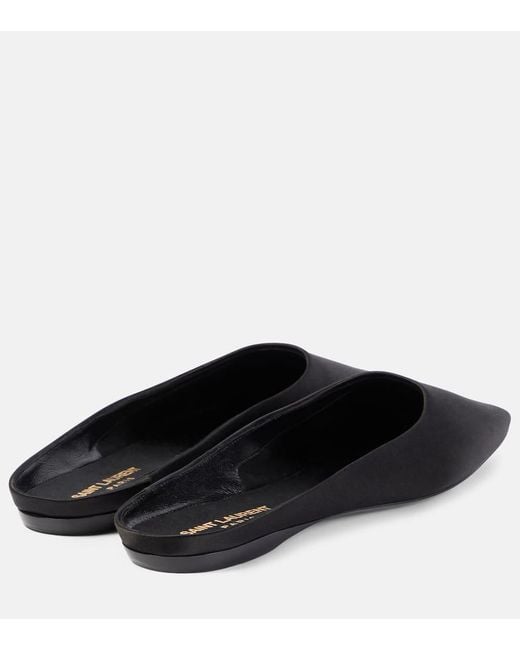 Zapatos planos Lido de saten Saint Laurent de color Black