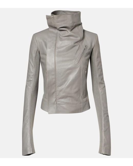 Rick Owens Gray Leather Biker Jacket