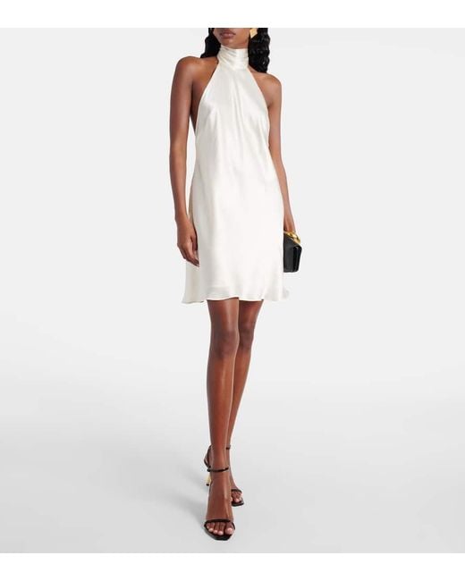 Vestido Corto Capucine De Saten De Seda Rixo de color White