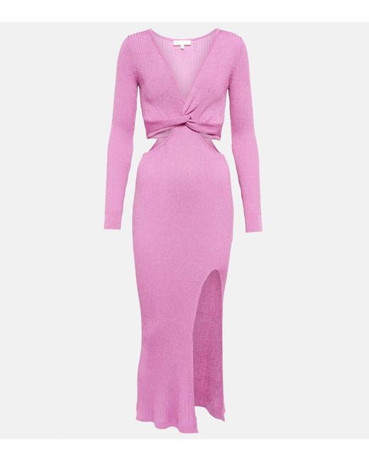 LoveShackFancy Pink Bernette Lurex Cutout Dress