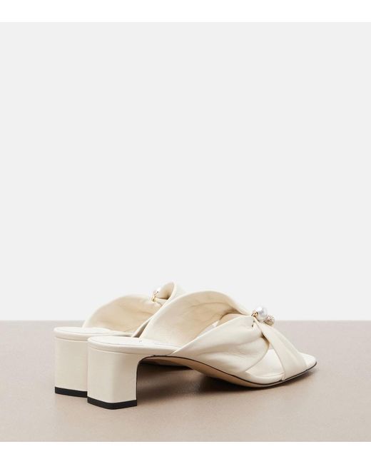 Jimmy Choo Natural Rafi Embellished Leather Mules