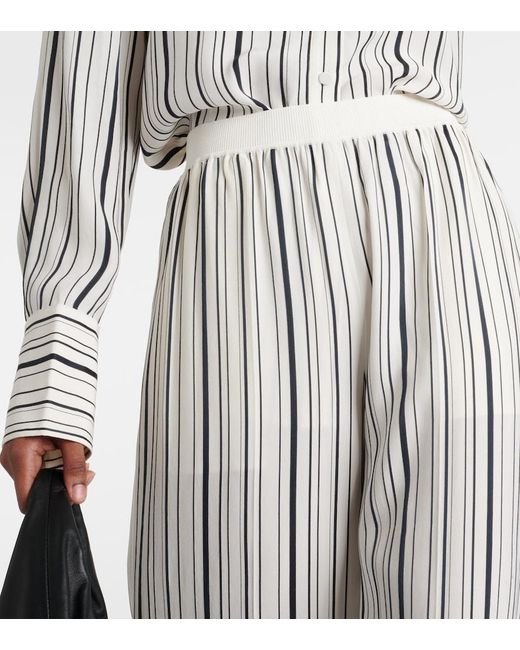 Joseph White Hulin Striped Silk Crepe Wide-Leg Pants