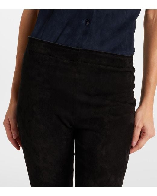 Stouls Black Jp Long Suede Flared Pants