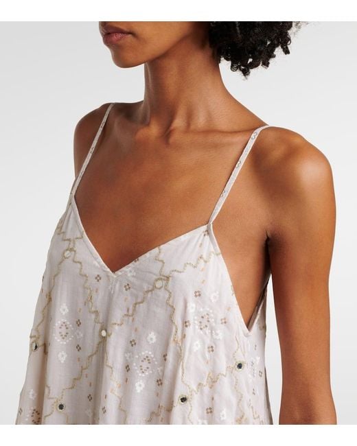 Juliet Dunn Natural Mosaic Printed Cotton Midi Dress