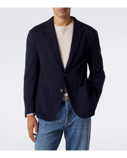 Eleventy Blue Hooded Layered Wool Blazer for men