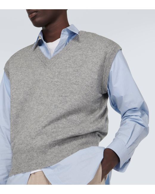 AURALEE Cashmere And Silk Sweater Vest in Grey for Men | Lyst UK
