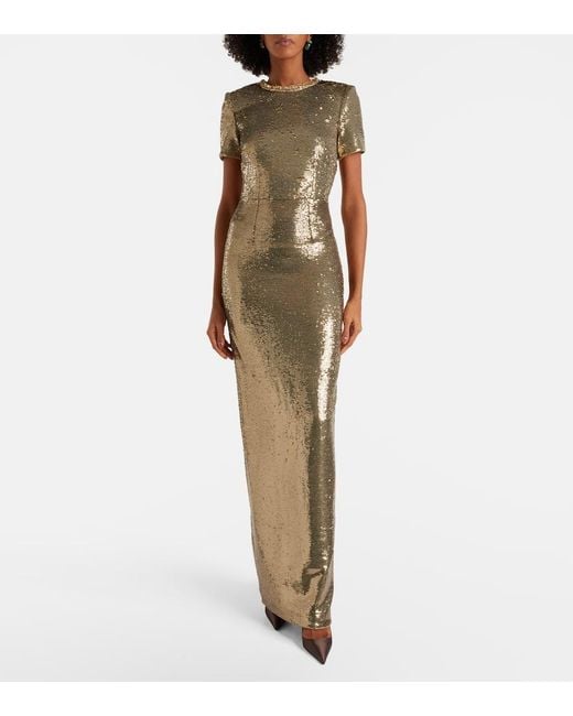 Roland Mouret Natural Robe Mit Pailletten Und Kristallen