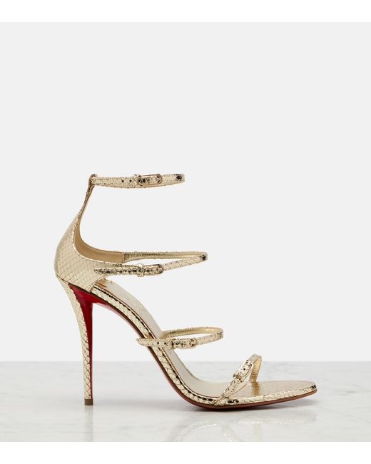 Christian Louboutin Metallic Millenium Snake-Effect Leather Sandals