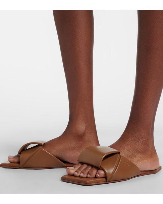 Loewe Brown Origami Leather Slides