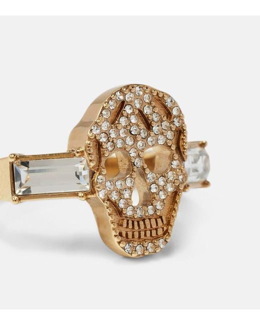 McQueen White Ring Mit Kristallen