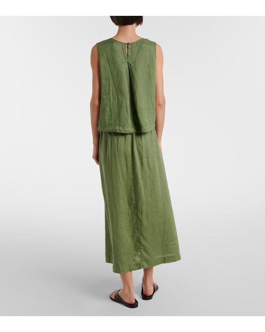 Velvet Green Linda Linen Midi Skirt