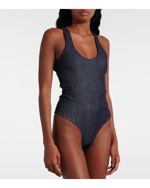 Alaïa Blue Denim Bodysuit