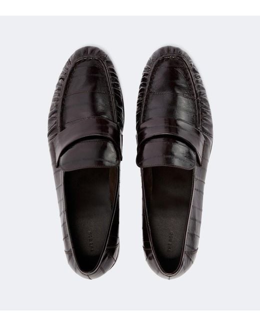 The Row Black Soft Eel Leather Loafers for men