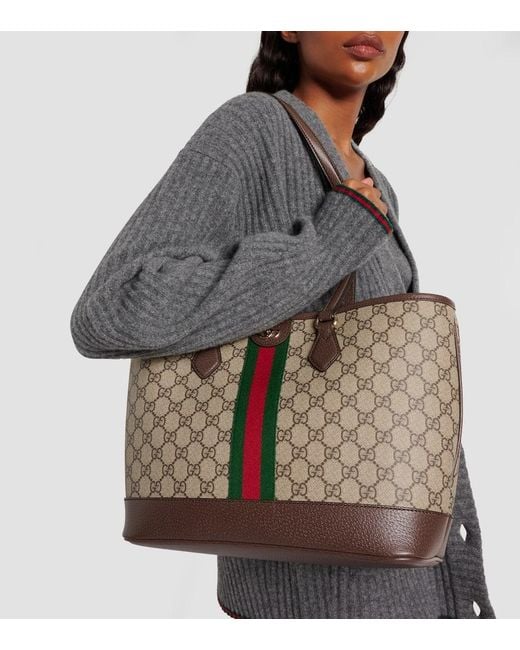 Gucci Natural Ophidia Gg Canvas Medium Tote Bag