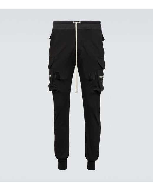 Rick Owens Black Mastodon Cotton Cargo Sweatpants for men