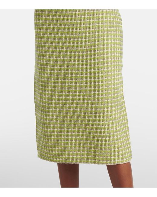 Tory Burch Green Knitted Checked Pencil Skirt