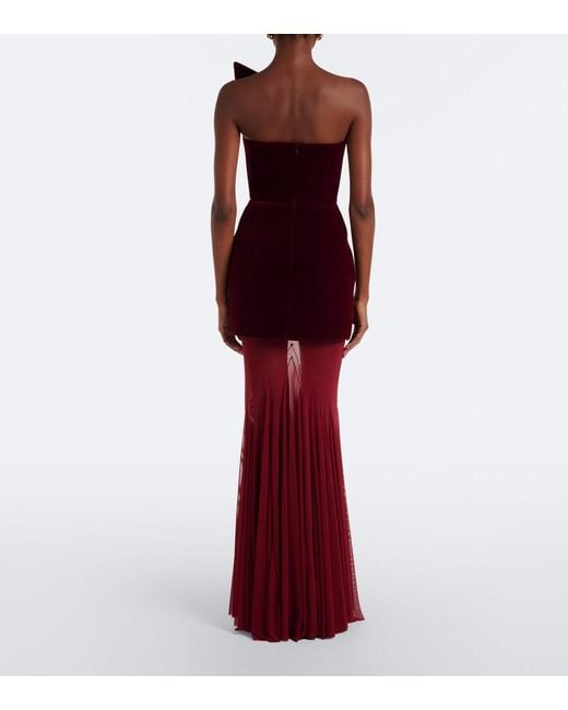 David Koma Red Velvet Gown