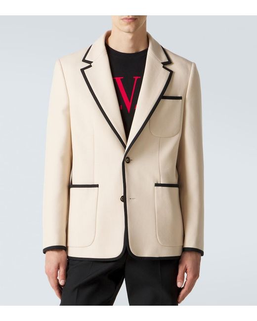 Valentino Natural Virgin Wool Gabardine Blazer for men