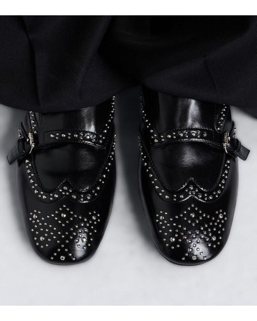 Fendi Black Studded Leather Monk Strap Shoes
