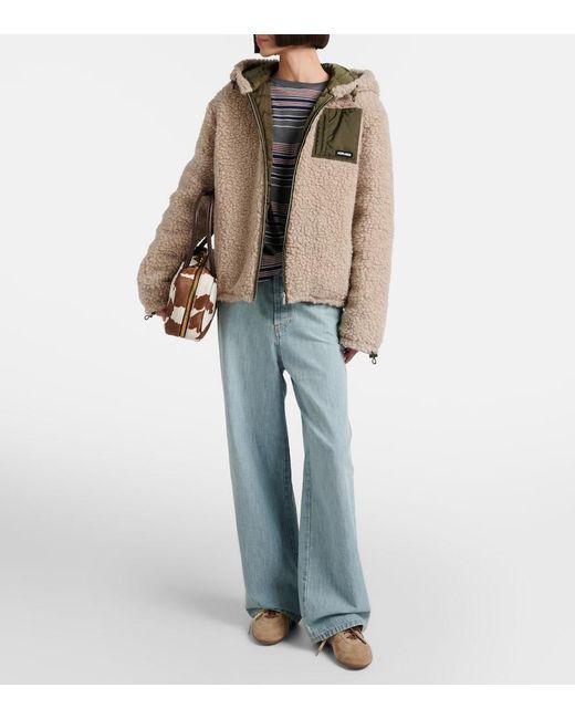 Miu Miu Natural Wool-Blend Teddy Down Jacket