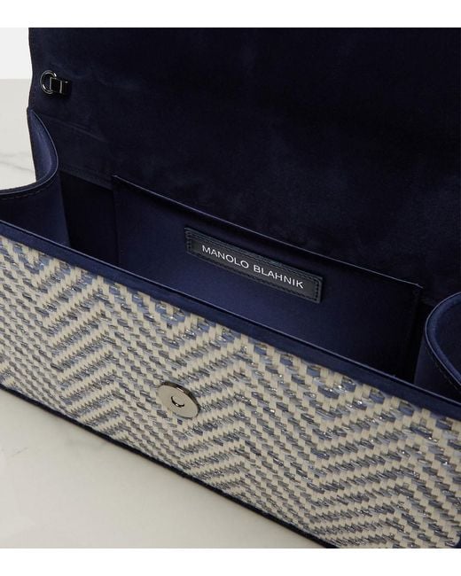 Manolo Blahnik Metallic Capripla Raffia Clutch