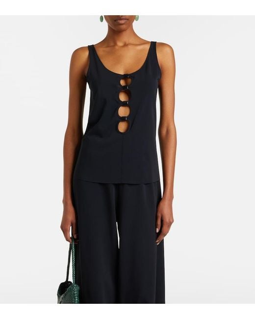Eres Black Curl Cutout Jersey Top