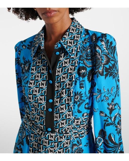 Diane von Furstenberg Blue Joshua Printed Maxi Dress
