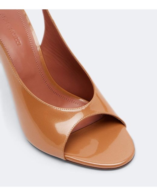 AMINA MUADDI Brown Anok Patent Leather Slingback Sandals